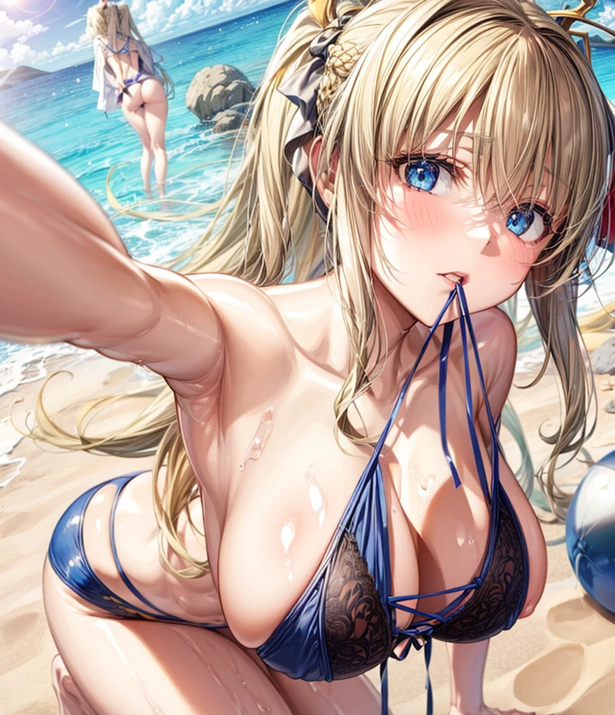 (Enrich the picture,Masterpiece level quality)Beautiful 8K CG artwork,1girl,solo,morgan le fay (fate),detailed face, perfect face, perfect eyes,blue eyes,Long Hair, pony tail,Very long hair, big boob, black bow,Hair Bow, thighs,side locks, French braid, grey hair,Slim and soft,big breasts,anatomically correct body,
