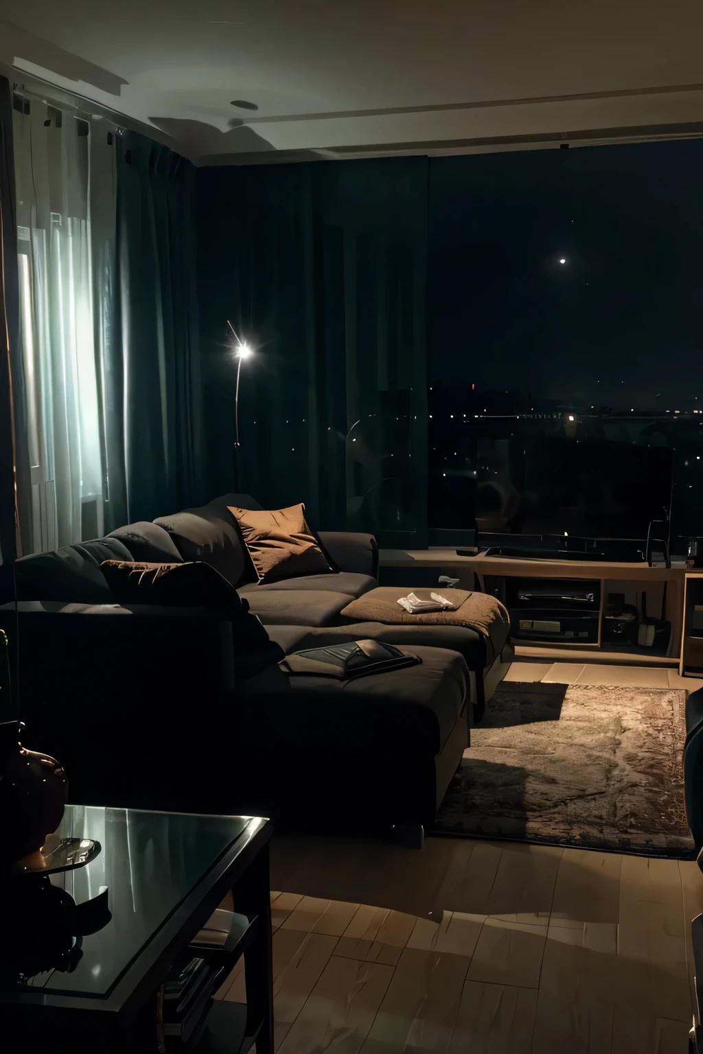 nighttime scene, Living room at home