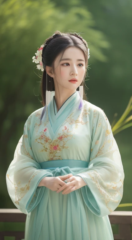 ((Best quality, 8k, Masterpiece :1.3)), Sharp focus :1.2, Chinese Traditional Elegant Sexy Hanfu Movie TV portrait theme antique Tang Song Yuan Ming Dynasty Chiffon embroidered queen_mix4, 20d,Hiper-realistis:1.37),16K HD,