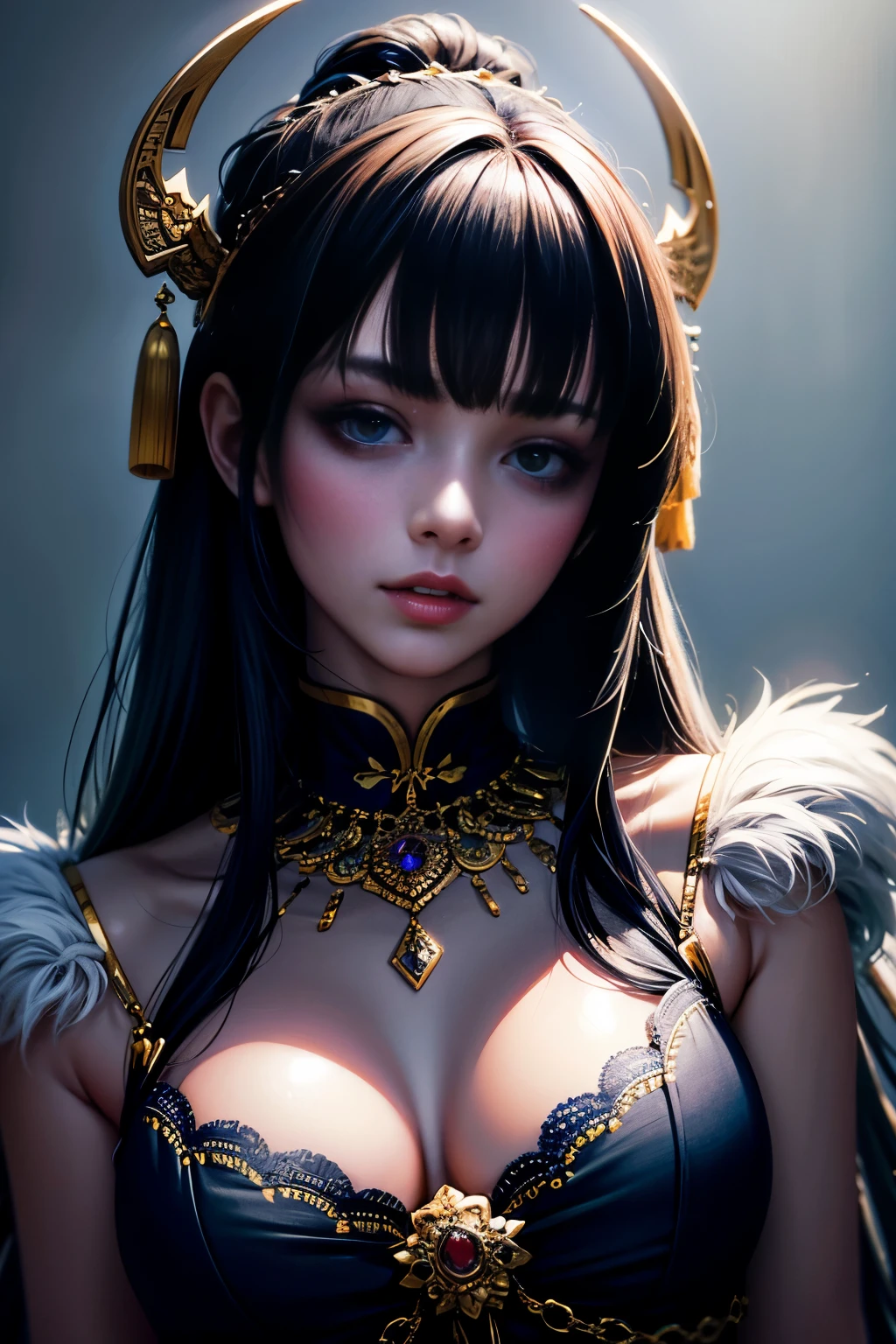 best quality, masterpiece, highres, 1girl,china dress,hair ornament,necklace, jewelry,Beautiful face,upon_body, tyndall effect,photorealistic, dark studio, rim lighting, two tone lighting,(high detailed skin:1.2), 8k uhd, dslr, soft lighting, high quality, volumetric lighting, candid, Photograph, high resolution, 4k, 8k, small breasts