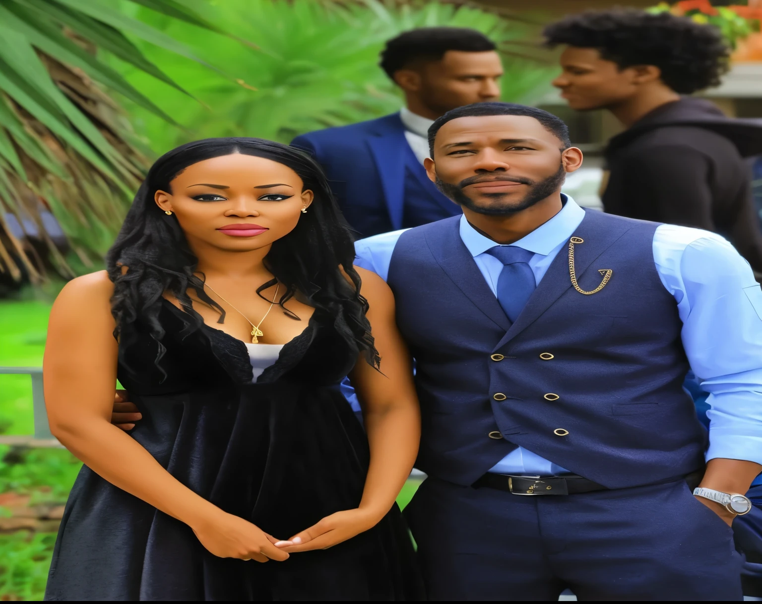 Stable Diffusion prompt: 
black couples 20 years older, without changing their face