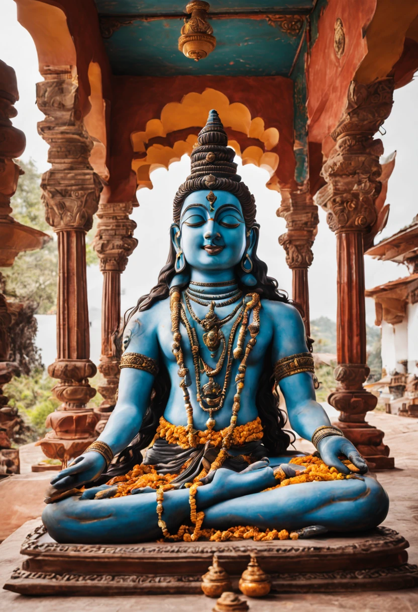 Lord shiva in background a shivling was stand