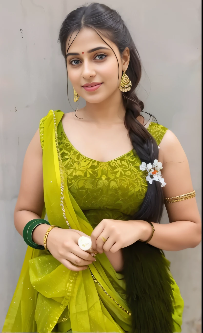 a woman in a green sari posing for a picture, traditional beauty, with lovely look, attractive girl, very beautiful girl, very beautiful enga style, young and cute girl, candid picture, very beautiful photo, very attractive and beautiful, indian, cute beautiful, attractive pose, very extremely beautiful, attractive photo, with beautiful colors, cute photo, very beautiful woman