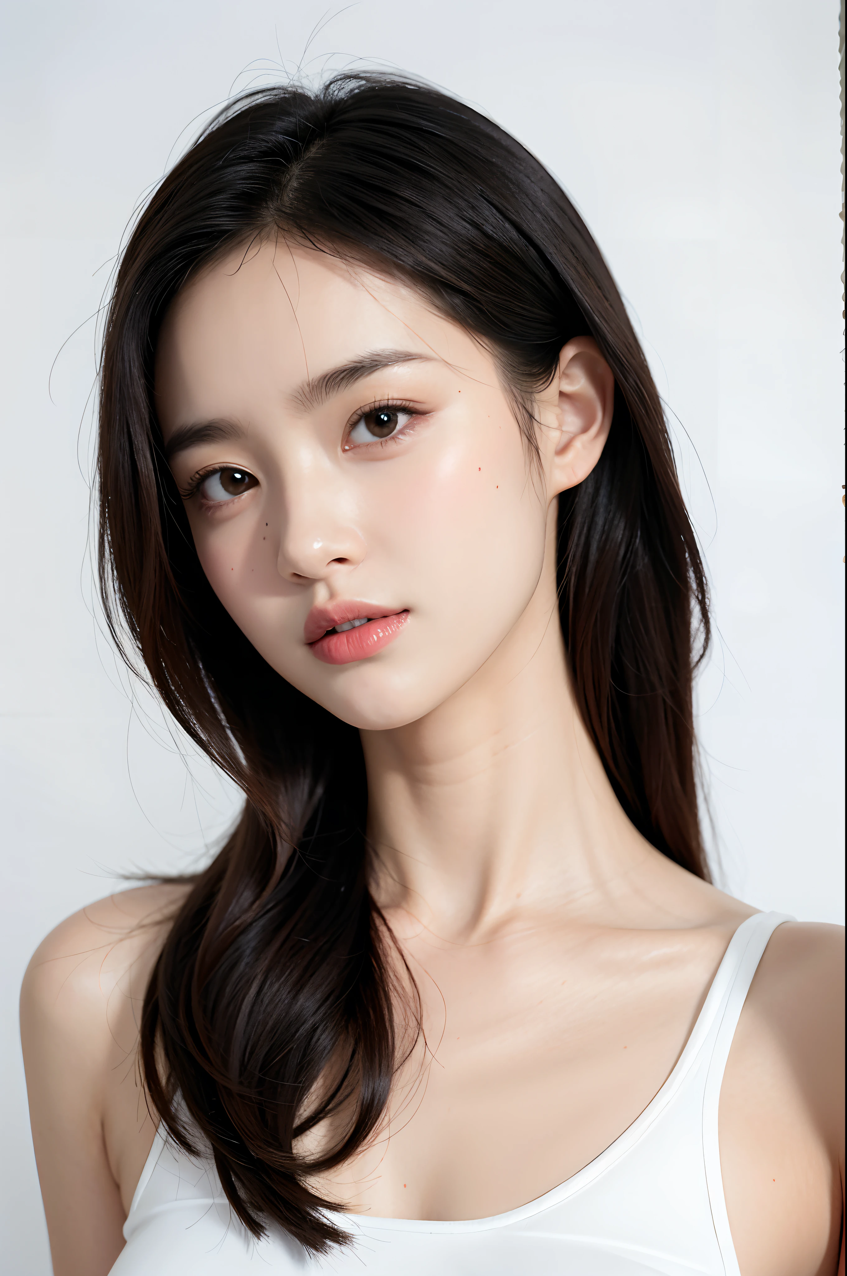 1 girl,Face,White background,