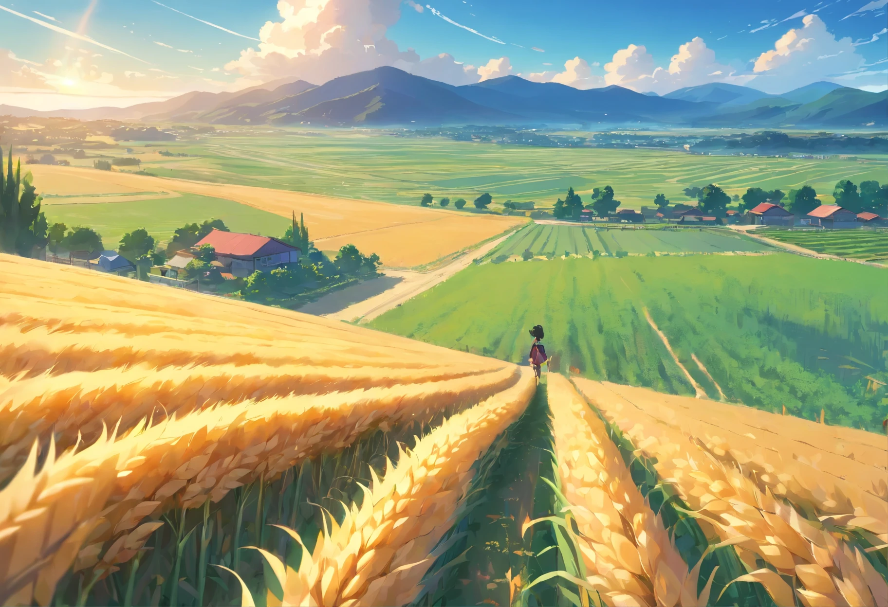 situated in the heart of vast green and fertile plains, surrounded by gentle hills. Wheat fields, cattle farms and extensive vineyards characterize the landscape, providing an abundant source of agricultural resources. A river meanders through the city, feeding the fields and providing fresh water for the inhabitants.