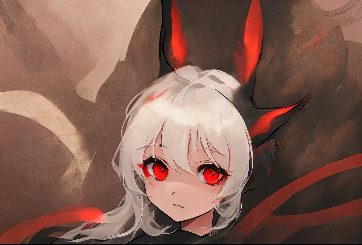 a closeup of a black rabbit with red eyes sitting on a brown surface, with ojos rojos brillantes, with Ojos rojos brillantes, Ojos rojos brillantes, cuernos y ojos rojos, Presagio de Valorant, ojos rojos brillantes, con ojos brillantes, chtulhu, uno un demonio - como criatura, One a demonic creature, grandes ojos rojos
