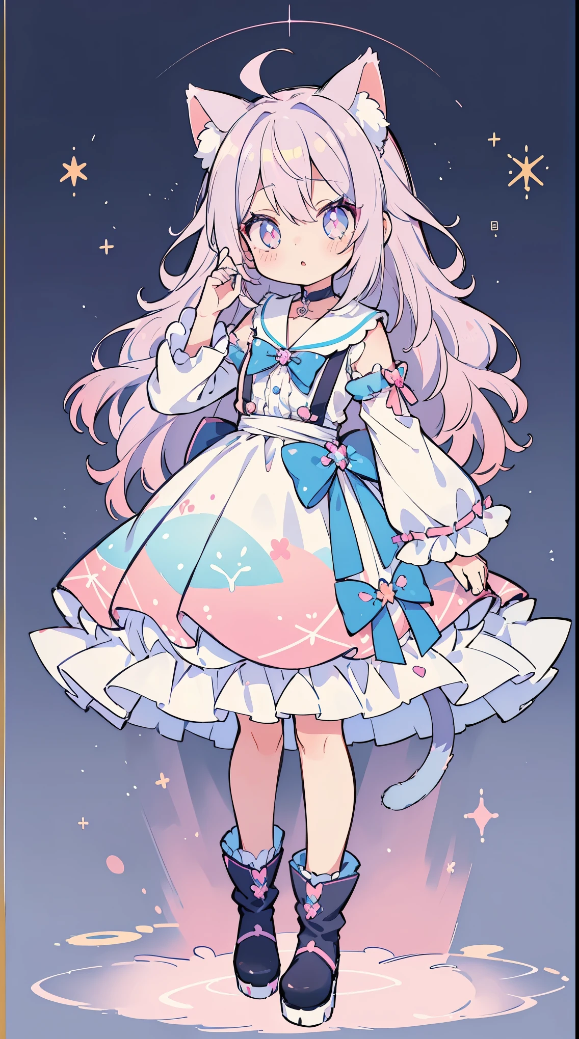 (((table top, highest quality))), (((Bold line))), (((sharp focus))), 1 girl, (Kodona), (((Decora))), (((colorful hair, gradient hair, two tone hair, gray hair, lilac hair, light pink hair:1.2))), ((full body esbian、Standing picture)), (((Cat ears in pastel colors))), (((pale pink glowing eyes))), (((slanted eyes))), (((long eyelashes))), ((lips)), earrings, ((choker)), (((pastelブルー ノースリーブ クロップトップ))), (((オーバーサイズのpastelピンクカーディガンセーター, long baggy sleeves))), (((pastelミニショーツ))), (((pastel太ももハイストッキング))), (((platform boots))), (((posing for viewer))) (((cowboy shot, atmospheric perspective))), ((pastel)), ((カワイイpastel)), (((Sparkling))), ((scenery)), (((pastelカラーの空))), (Glow Art), Ombre, Ombre髪, addition_detailed:0.5, addition_detailed:1, addition_detailed:1, addition_detailed:0, addition_detailed:2, Ink anime, retro art style, neon_ポップart style, art style, ((Glow Phi)), (Glow Art), kahuka1, Colorful mix, colorful hair, wavy hair, Colorful mix, colorful hair, wavy hair, nffsw, colored eyelashes, White eyelashes, Glow Phi, cute, cute, cute, anime, pastel, neon