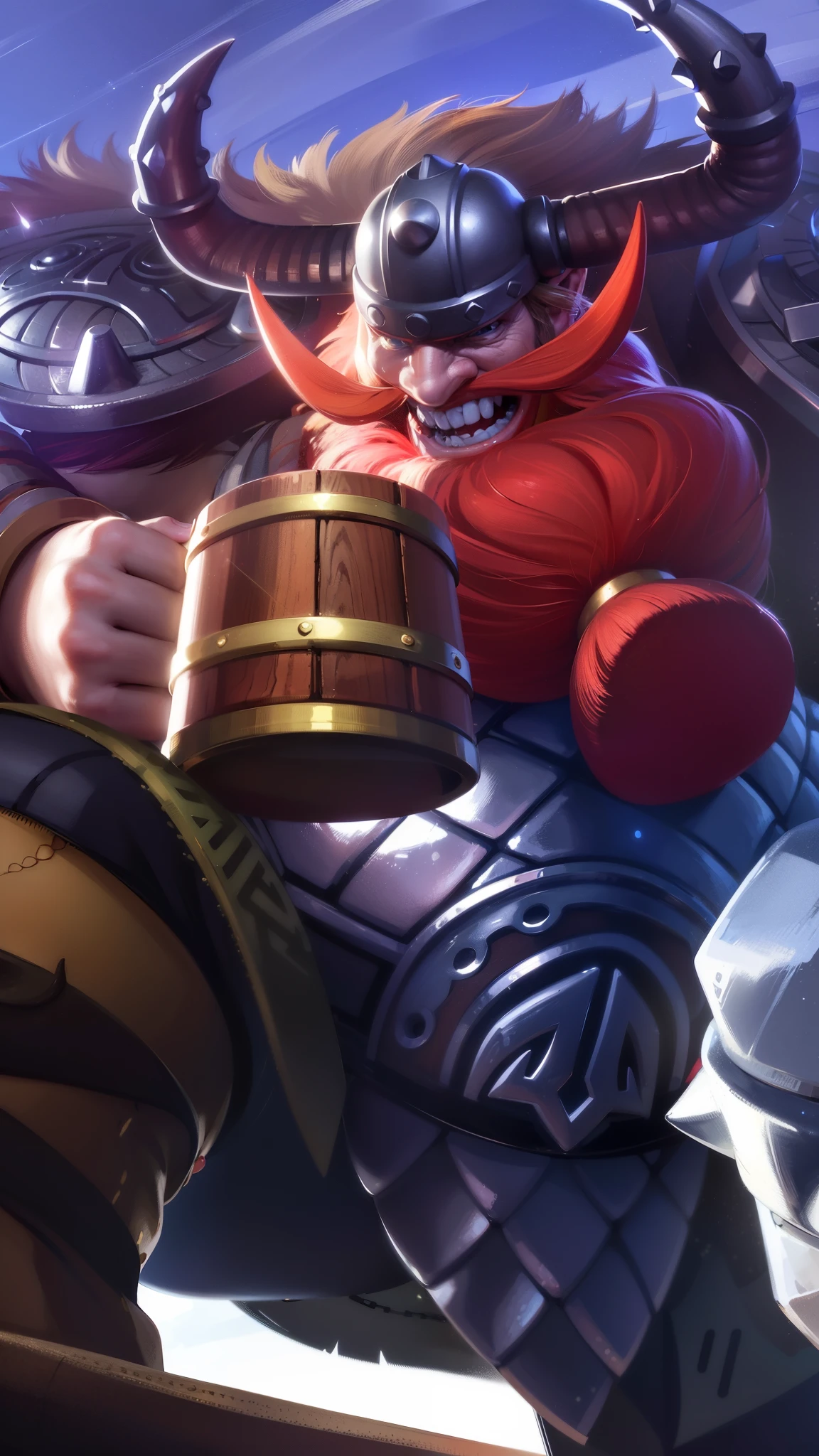 masculine male, masterpiece, ((perfect eyes)) best quality, (semirealism:1.9), beautiful lighting, (extremely detailed CG unity 4k fhd wallpaper), High Detail, Sharp focus, dramatic outdoors,40 years old, brown short hair, blue eyes, smile, Boy with two big horns, big earrings on ears, elf ear, red eyes, Thick eyebrows, evil smile, grinning,red body, red face, Burning skin, yellow diamonds glistening on chest, burning red skin,golden robe behind, big white belt , 8k , realistic, scary.