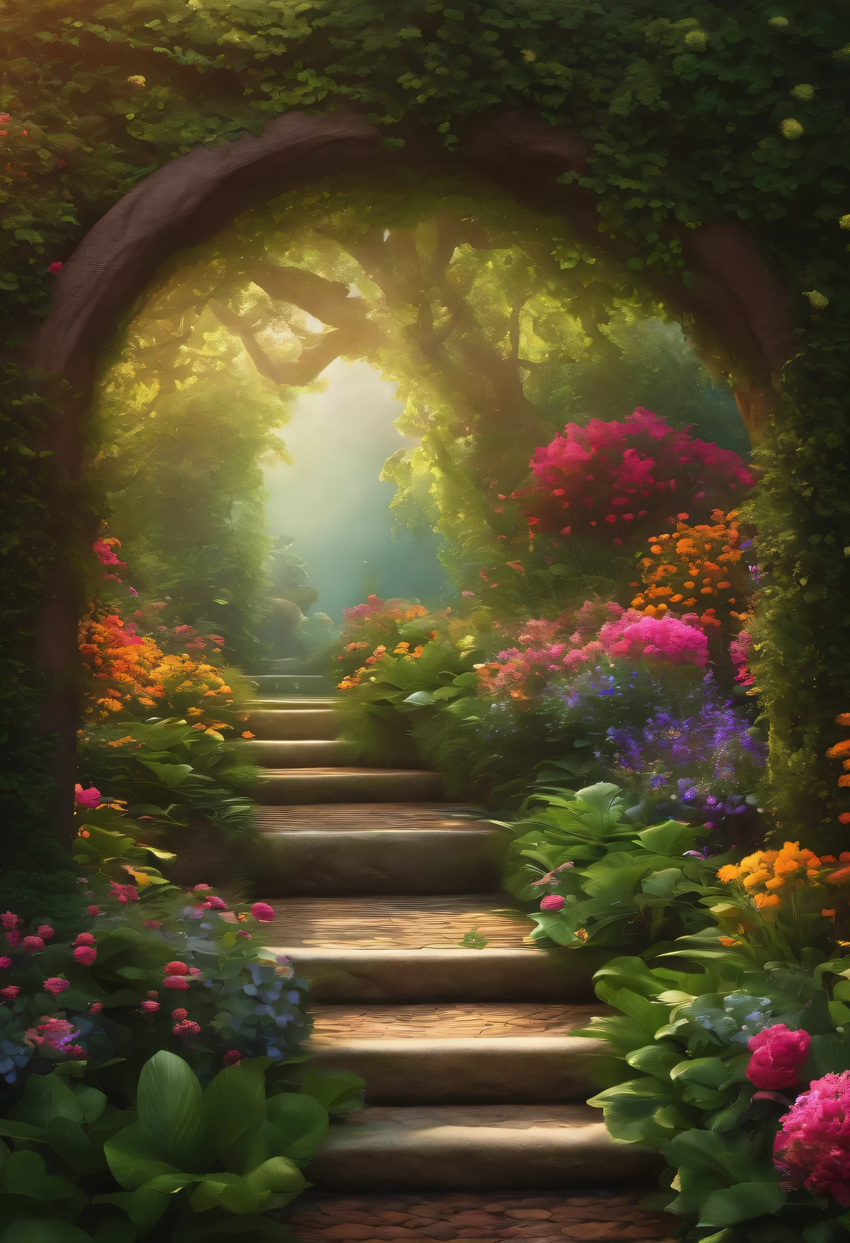Create an artwork inspired by the concept of a digital garden.
