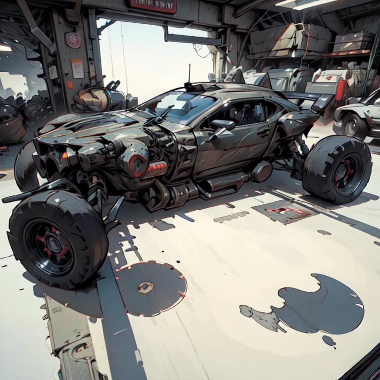 Cool sports cars - post-apocalypse, cyberpunk. Geometry. Highest quality, masterpiece. Image of sports cars. 3D rendering, visualization of a composition from complex fractals. Fantastic composition. Scenery for a science fiction film. Stylization Anime, cyberpunk, comics. The image is stylized as a hand-drawn comic book. Clear graphic outline, color fill. Depth of colors, warm light, cold shadows. Technological forms, cybernetics, electronics, wires. High image quality, 8K | Ultra HD | Full HD, cinematic comic book, 3D _in comic style - linear stroke, color fill, high-quality stroke - a masterpiece, TOP computer graphics ART. 8K, dark lighting, strong shadow. (vivid, anime, comic, creative, sharp focus, 8K).

