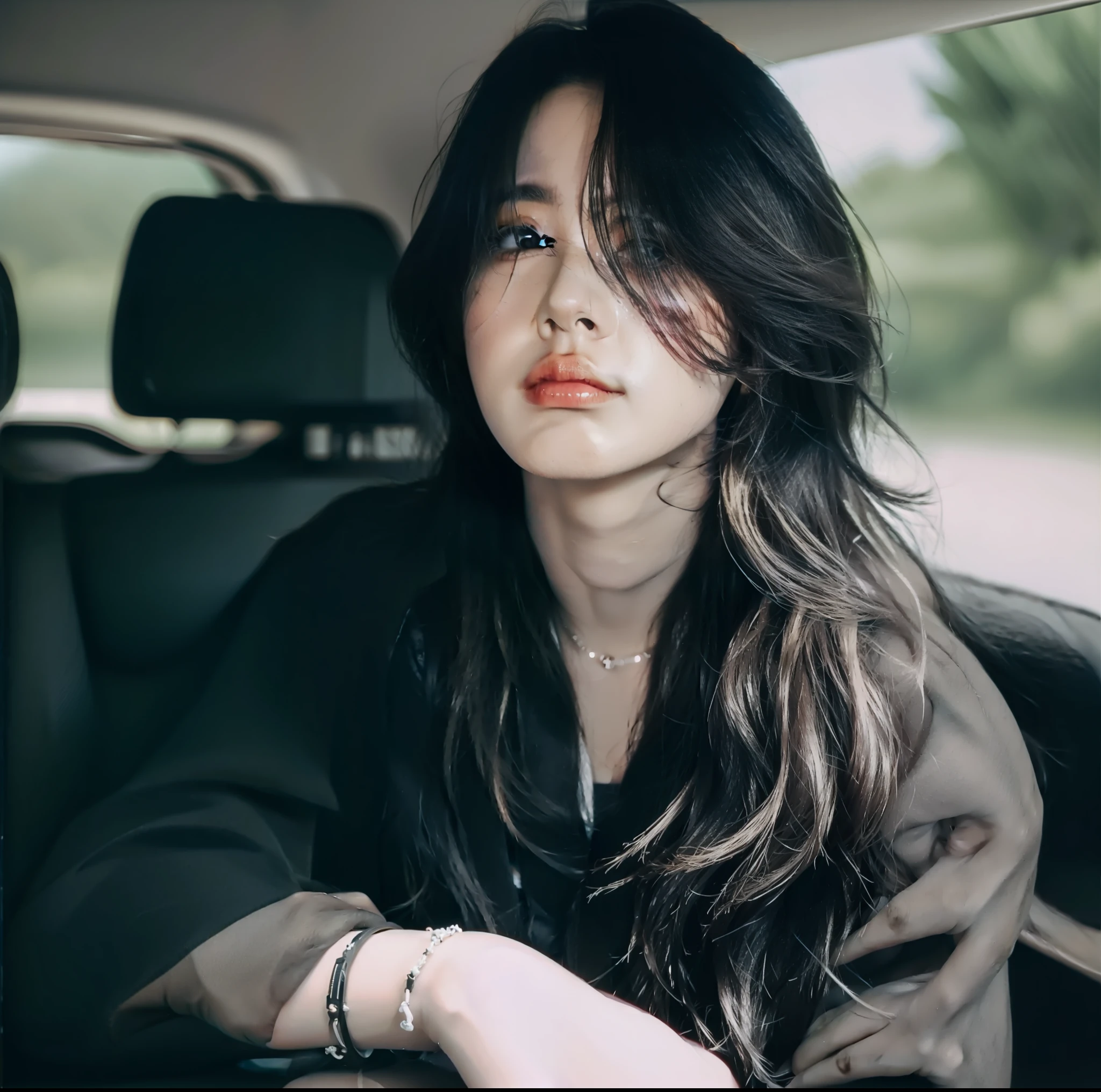 Pictures of Park Jimin with long black hair
