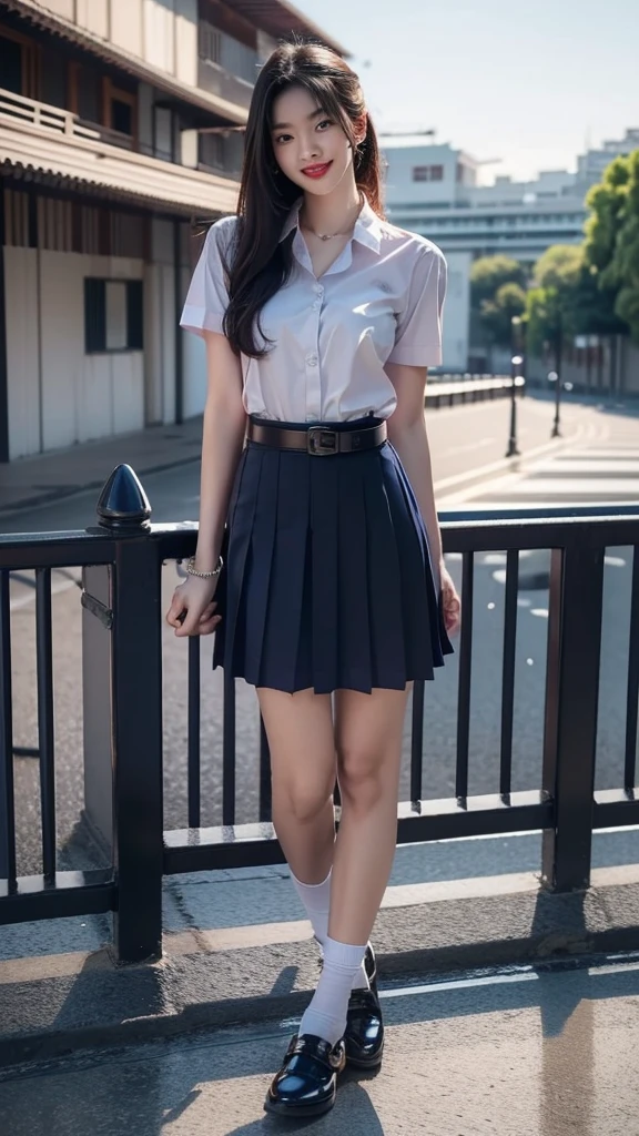 (top quality, masutepiece: 1.1), (Realistic: 1.3), (photoRealistic: 1.3),wallpapers, BREAK (((FF7,Tifa_lockhart))),behind view:1.3,(((Japan jk uniform,White short-sleeved shirt,Navy Blue Plaid Pleated mini-Skirt,Dark blue short socks,loafers))),(background big city,shibuya:1.1,rain:1.3,neon:1.2,wet),(gravure pose:1.3,nogizaka idol),Ultra-detailed face, Detailed eyes,Red eyes, BREAK (((FF7,Tifa_lockhart))),(black brown hair, Large breasts: 1.2), BREAK , About 18 years old,kawaii,(calf focus:1.2,back hair:1.2),sensual,zettai_ryouiki:1.1,looking at viewer,Beautiful legs,walking,full body