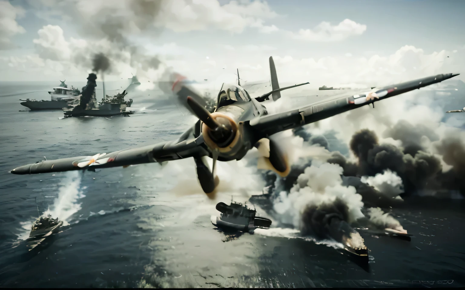 There are many planes flying over a body of water - SeaArt AI