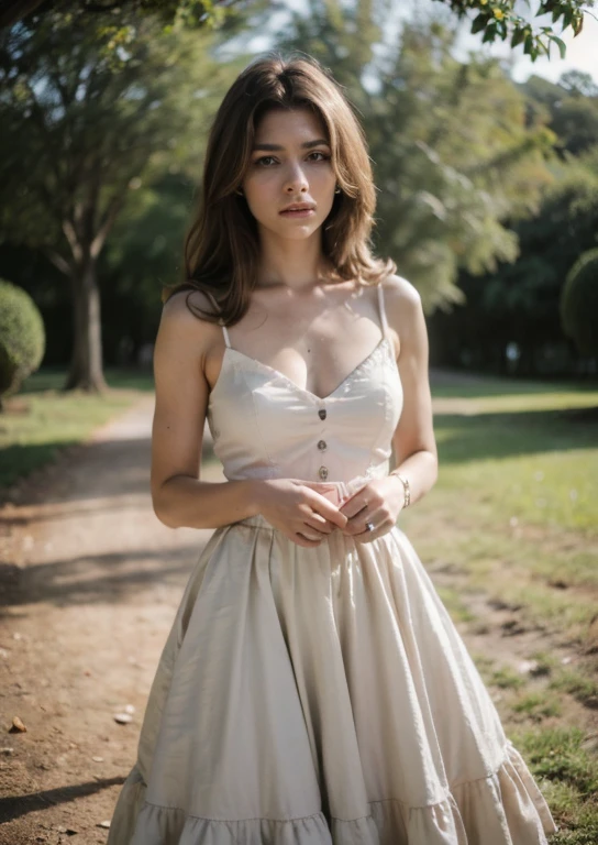 RAW, analog, Nikon Z 85mm, award winning glamour photograph,((best quality)), ((masterpiece)), ((realistic)), 18th century, vintage image, gorgeous French woman wearing, lace dress and corset, wearing a crown, , (long brown hair), hazel eyes, small perky breasts, sitting outside at a Paris caf, eiffel tower in background, petite, ((small breasts)), innocent, flower pedals in the air, (freckles:0.6), intricate details, highly detailed, sharp focus, professional, 4k, spring flowers blooming, god rays, hand model, stunning blue eyes, petite, delicate, innocent,highres, detailed facial features, high detail, sharp focus, smooth, aesthetic, extremely detailed, photo_\(ultra\), photorealistic, realistic, post-processing, max detail, roughness, real life, ultra realistic, photorealism, photography, 8k uhd, photography, SEMI-SILHOUETTE light, russian face