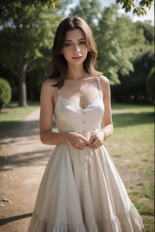 arafed woman in a dress standing in a park, young woman in a dress, wearing an elegant dress, woman in dress, romantic dress, girl in a dress, flowing dress, opened dress, lovely woman, low cut dress, soft silk dress, julia sarda, wearing a flowing dress, jovana rikalo, sundress, light dress