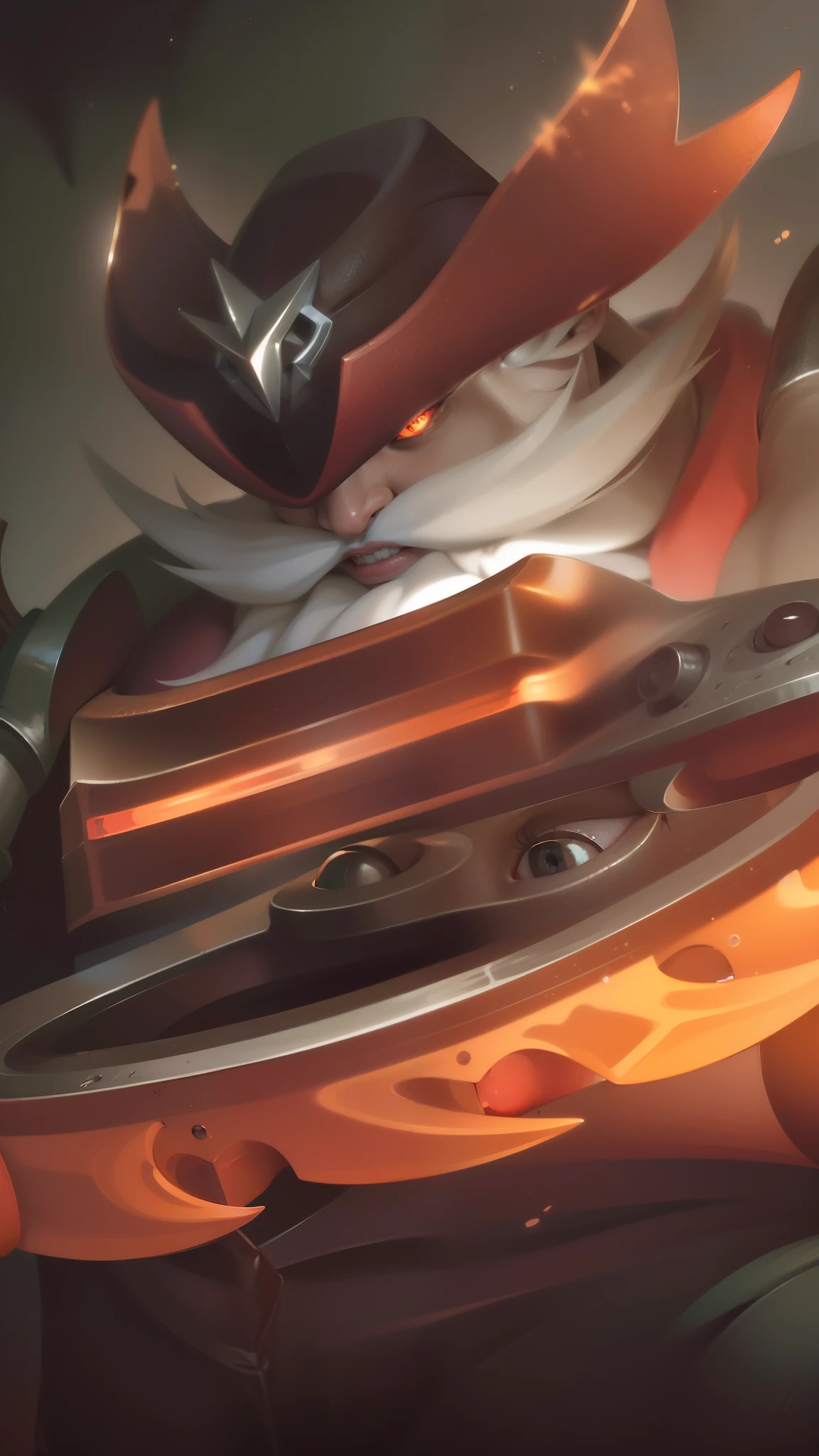 masculine male, masterpiece, ((perfect eyes)) best quality, (semirealism:1.9), beautiful lighting, (extremely detailed CG unity 4k fhd wallpaper), High Detail, Sharp focus, dramatic outdoors,40 years old, brown short hair, blue eyes, smile, Boy with two big horns, big earrings on ears, elf ear, red eyes, Thick eyebrows, evil smile, grinning,red body, red face, Burning skin, yellow diamonds glistening on chest, burning red skin,golden robe behind, big white belt , 8k , realistic, scary.