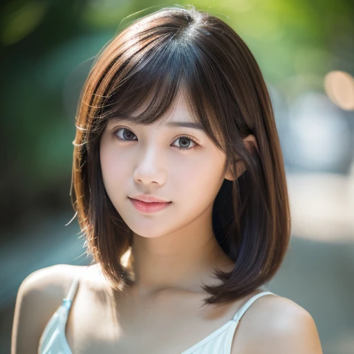 ((cute Thai girl)) 、Beautiful Thai girl、1 girl in、age19、Highly detailed and skin texture、hyperdetailed face, Bob wavy hair、ultradetailed eyes、teak、teakを塗ったピンクの頬、close-up of woman、bustup、frontage、cute little、smooth white skin、Transparent skin texture、))、(dark brown hair、bangss)、Looking at the camera、Beautiful Women in Perfect Style:1.4、Thai models、Young gravure idols、若いcute littleグラビアアイドル、Realistic Young Gravure Idol、sophisticated gravure idol、((top-quality、in 8K、masterpiece:1.3))、(4K、RAW Photography、top-quality)、(reallistic、フォトreallistic:1.37)、Place a person across the screen、natural soft light、upper body and head、refinement