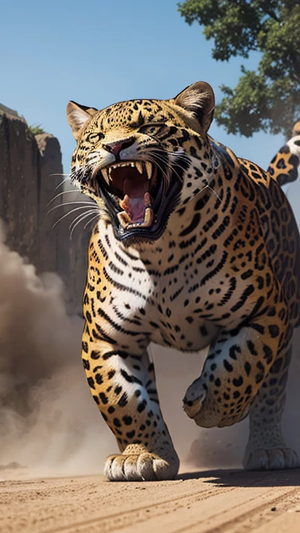 jaguar with angry face attacking