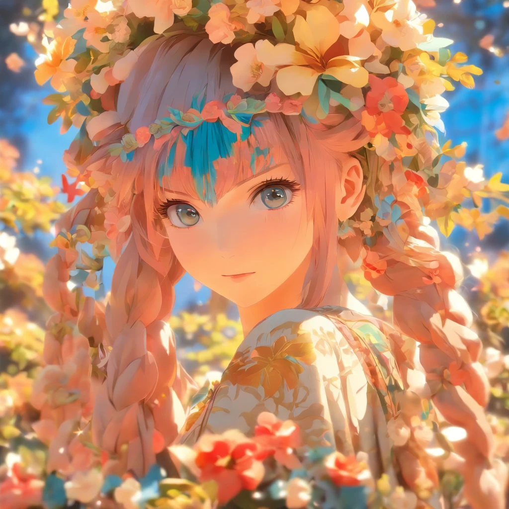 anime girl with flowers in her hair holding a scale of justice, japanese art style, detailed digital anime art, beautiful anime artwork, anime styled digital art, pixiv, clean detailed anime art, high detailed official artwork, digital anime illustration, beautiful anime art, anime illustration, a beautiful artwork illustration, detailed anime artwork, digital art on pixiv, pixiv contest winner