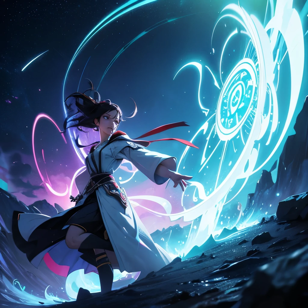 depth of field, cinematic lighting, motion blur, chromatic aberration, ray tracing, anime, 8k, super detail, best quality, 1080P, HD, 4K, 16k, UHD, HDRI. A mystical portal stands as a convergence point between worlds, its ethereal energies swirling in a mesmerizing dance of colors. The portal's edges seem to be made of liquid light, casting an otherworldly glow in the surrounding area. Arcane symbols and runes adorn the portal's surface, hinting at the intricate magic required to maintain its existence.