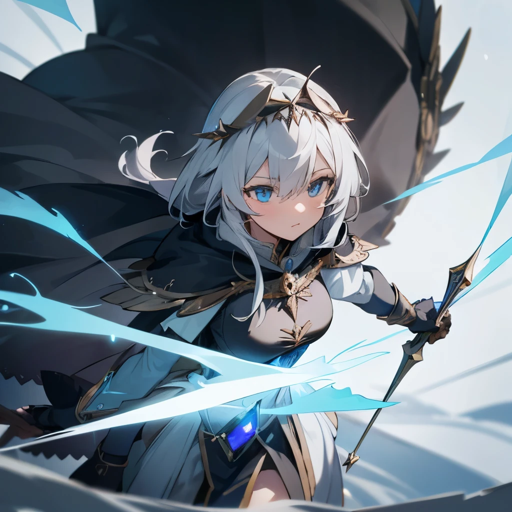 Une Valkyrie mystérieuse et stoïque, vêtue d'une cape noire et portant une lance runique. Son regard perçant cache une sagesse profonde.
