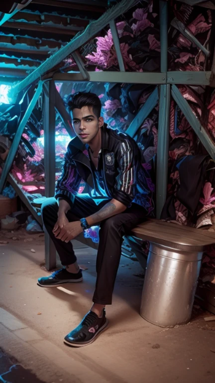 Change background cyberpunk handsome boy, real face, 8k ultra realistic,