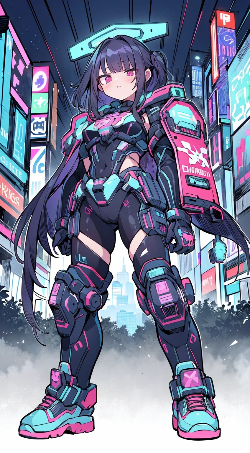 obra de arte, melhor qualidade, Garota cyberpunk confiante, Tiro de corpo inteiro, ((standing in front of the motorcycle)), Roupa pop inspirada em Harajuku, bold colors and patterns, attractive accessories, penteado moderno e inovador, maquiagem vibrante, Paisagem urbana deslumbrante cyberpunk, skyscrapers, Placas de neon, Luzes LED, esquema de cores vivas e brilhantes, anime, illustration, textura detalhada da pele, textura detalhada de pano, lindo rosto detalhado, detalhes intrincados, ultra detalhado.