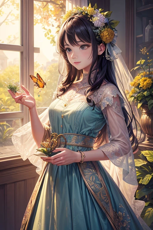 (botanic, vibrant, colorful, mesmerizing)
(detailed, high-resolution, realistic)
(primary colors, soft lighting)
(tree branches:1.1, leaves:1.1, vines, flowers:1.1, butterflies, particles:1.1)
In this mesmerizing artwork, a UI interface framework with a simple background is brought to life with vibrant colors. The central focus of the image is a circular shape that acts as a key element of the design. The circular shape is adorned with intricate patterns of tree branches, leaves, vines, and flowers, all meticulously crafted. The combination of these botanic elements creates an organic and natural feel, juxtaposed against the digital nature of the UI framework.
The flowers bloom in various hues, ranging from deep reds to vibrant yellows, creating a visual feast for the eyes. Among the foliage, small butterflies flutter, their delicate wings adding a touch of liveliness to the scene. As the viewer's gaze follows the intricate branches and curling vines, particles dance in the air, creating a magical atmosphere.
The attention to detail in this artwork is astonishing, with each petal and leaf rendered with precision. The image is of the highest quality, ensuring every minute detail is clearly visible. The lighting bathes the scene in a soft glow, accentuating the vibrant colors and creating depth and dimension.
This artwork seamlessly combines the world of UI design with the beauty of nature. It is an invitation to explore the harmony that can be achieved between the digital and natural realms. The mesmerizing composition, vibrant colors, and realistic elements make this artwork a true masterpiece, captivating viewers with its beauty and artistry.