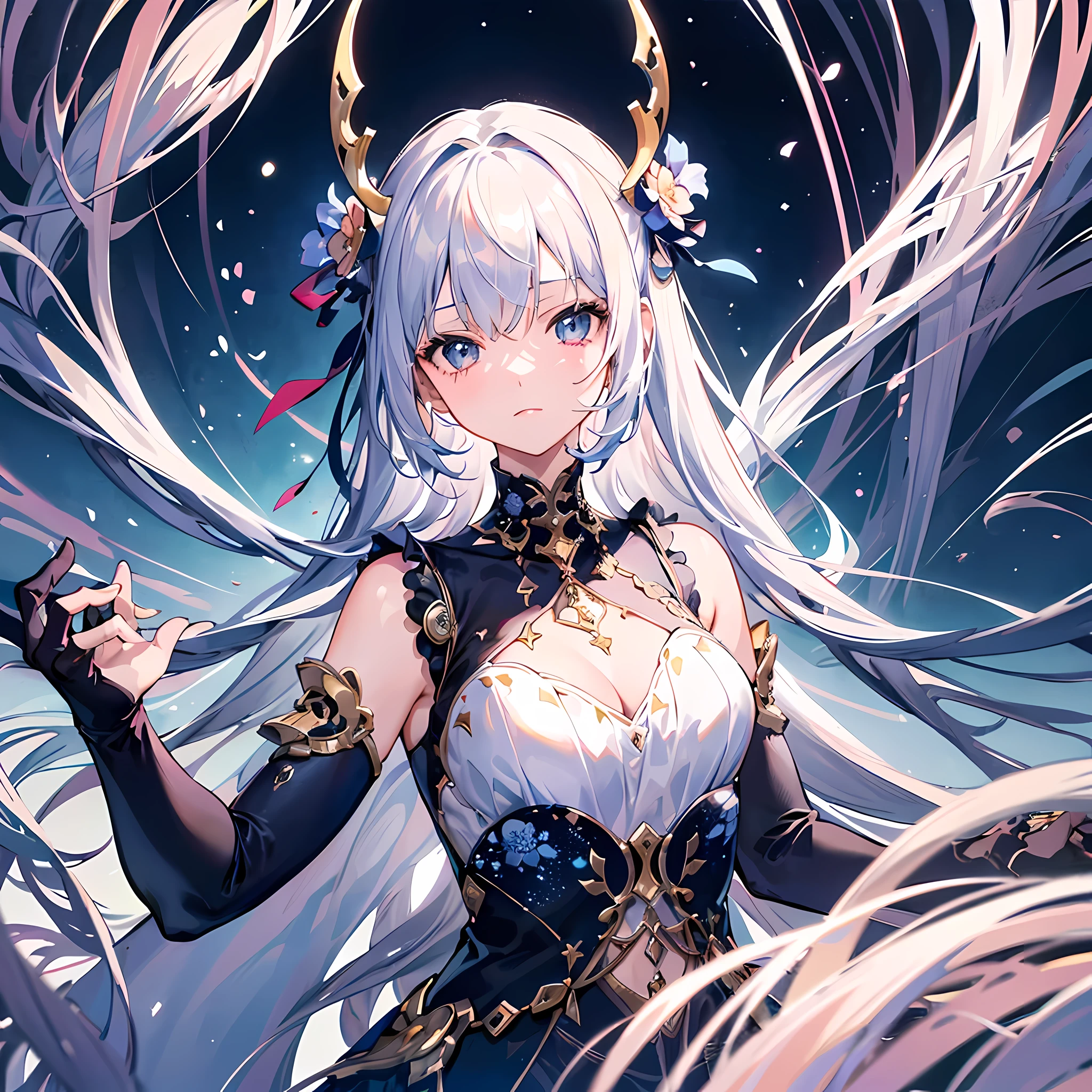 1 girl close up on face, beautiful and aesthetic, gorgeous, masterpiece, Best Quality, fantastic atmosphere, Soothing palette, Quiet, Soft shading, priestess with many chains around her body