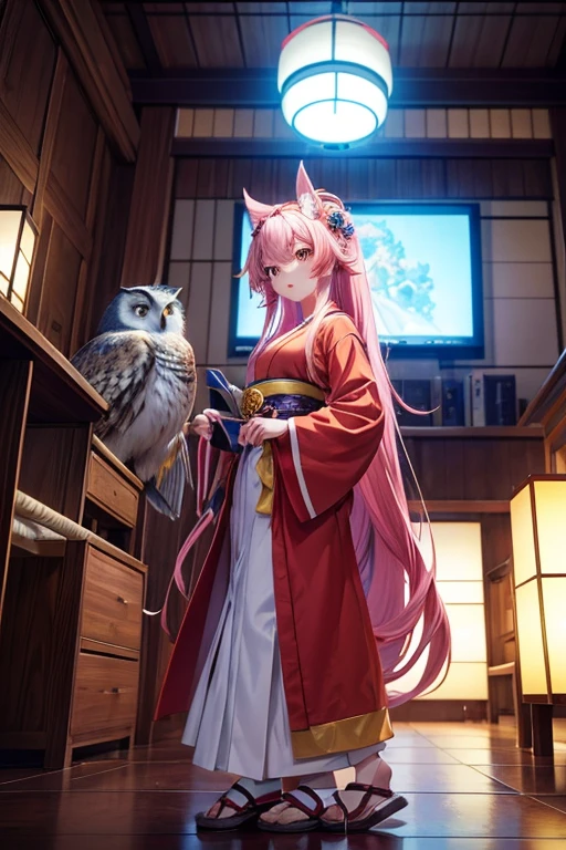 A courtroom scene in an Japanese cartoons style with a large owl statue and a woman in a red dress, TV animation stills, popular Ise Kai Japanese cartoons, Miao Xiangsu, Madhouse studio animation style, typical Japanese cartoons classroom, Japanese cartoons movie screenshot, "no game no life" inspiration theme, Smart Friends Japanese cartoons , screenshot from a 2012-era Japanese cartoons. (best quality, 4K, 8k, high resolution, masterpiece:1.2), Super detailed, (actual, photoactual, photo-actual:1.37), human development report, ultra high definition, studio lighting, Ultra-fine painting, sharp focus, Physically based rendering, extremely detailed description, professional, bright colors, Bokeh, portrait, landscape, fear, Japanese cartoons, science fiction, photography, concept artist, Vibrant color palette, dramatic lighting.