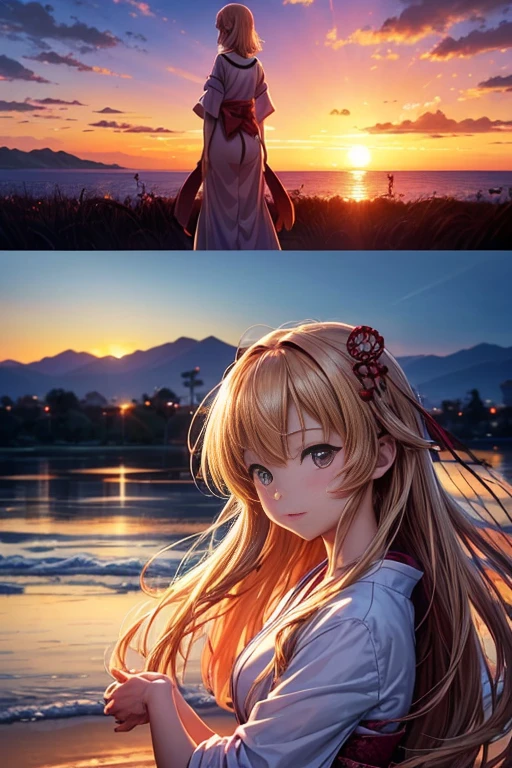 (best quality,lifelike:1.37),Japanese cartoons,Sunset,selected Japanese cartoons stills,Japanese cartoons opening,gorgeous Sunset!!,Japanese cartoons movie stills,Live action opening,With the afterglow of the sunset,Animated screenshots