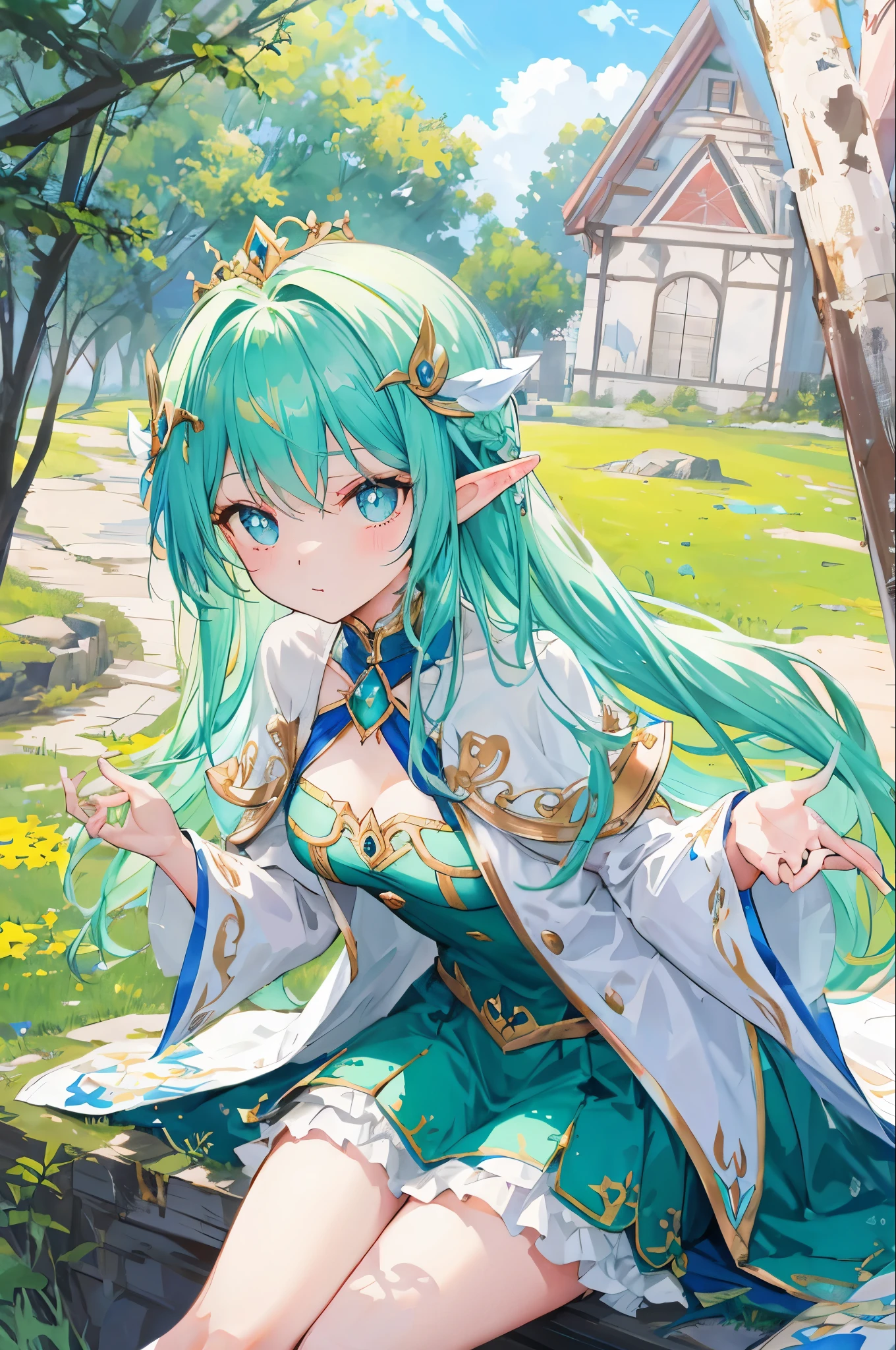 Thick thighs,Nahida,flatらな胸, whole body, Head to Toe Frame, flat, Thin thighs, Bloomers, bend over, Buttを見せる( Butt), Outdoor, cute girl, cute , A one-piece dress with skin showing through,Flesh-colored panties,Run your fingers through your panties、stick out、shifting,whole body,Crotch stick