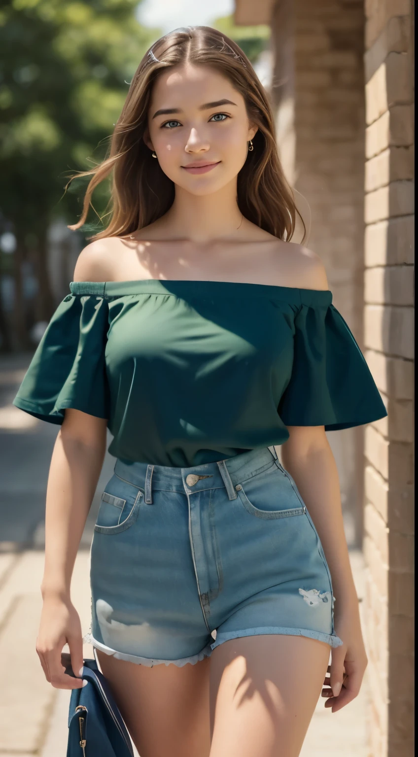 whole body,Adorable, 16 year old girl in Japan, (Off the shoulder,Shorts,:1) , (Cleavage:0.9),(smile:0.7), Kiddie, ,_body ,Twin tails , Scrunchie, (High color saturation,Catchlight:1.0), (Highly detailed skin), (highest quality:1.0), (超A high resolution:1.0) ,(Like the picture:1.0), (Ultra-detailed:1.0), (8k, RAW Photos:1.1)