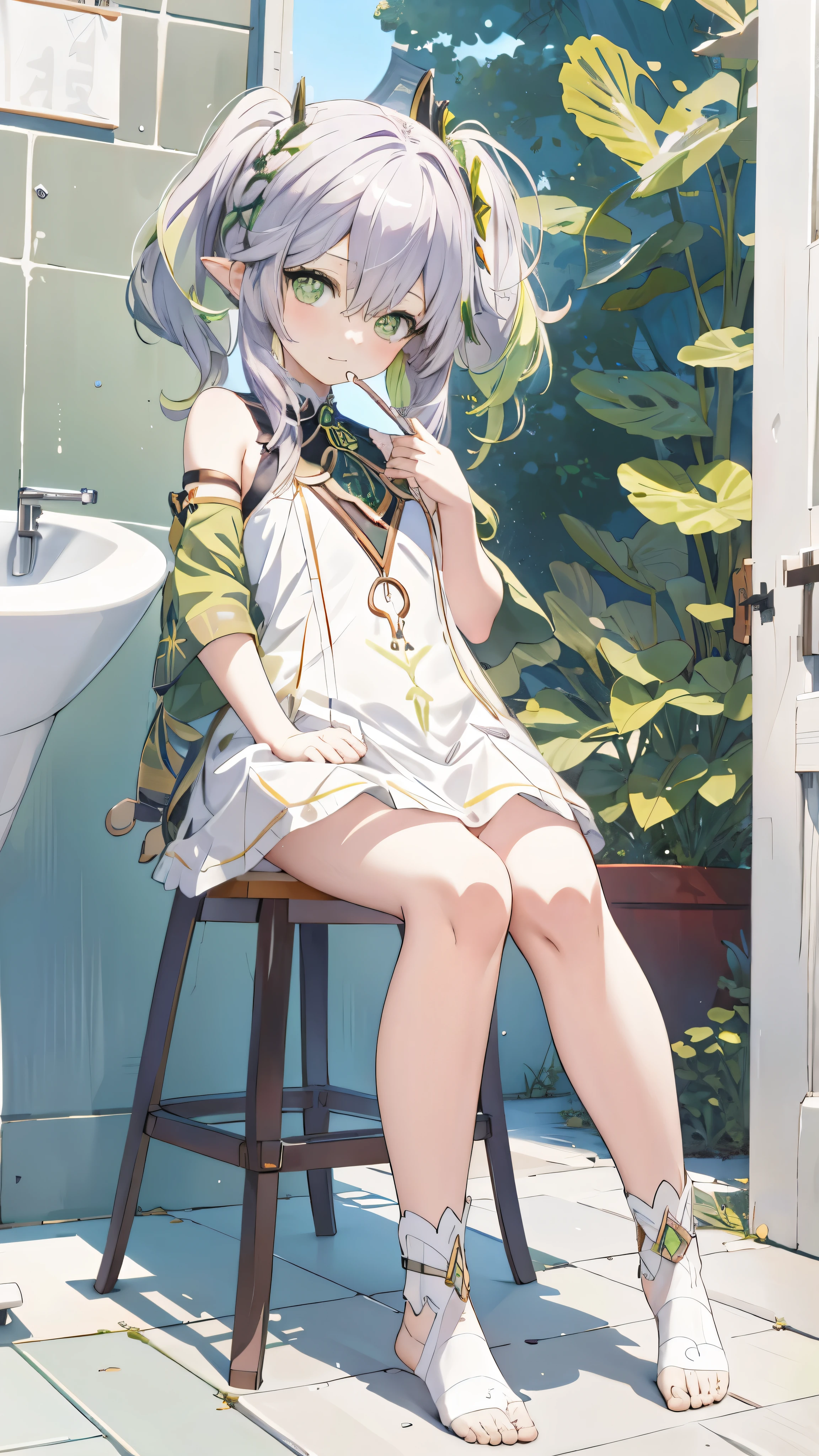 Anime girl sitting on stool brushing teeth in bathroom，long hair,purple hair ，(((green eyes:1.3))),Complex eyes,beautiful and delicate eyes,normal hand，Symmetrical eyes guweiz style artwork, guweiz, Beautiful anime girl squatting, plump breasts，Thunder General，guweiz on pixiv artstation, cute anime girl, round face,Change， guweiz on artstation pixiv, by Shitao, Fleet collection style, 小曲线Change， masterpiece:1.8,high resolution, sharp focus, (super detailed, Very detailed), (realistic artwork:1.37),(Very detailed CG unity 8k wallpaper),((Synthwave background theme)),(((bright colors))),(intricate background),(masterpiece),(best quality),