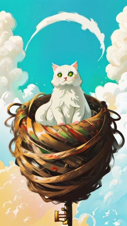 there are many cats that are in a nest together, cute detailed digital art, adorable digital painting, cute pictoplasma, by Kubisi art, planet of the cats, giant cat monster, cute detailed artwork, japanese pop surrealism, lowbrow art, cute digital art, japanese popsurrealism, centered| detailed gorgeous face| anime style| key visual| intricate detail| highly detailed| breathtaking| vibrant| panoramic| cinematic| Carne Griffiths| Conrad Roset| ghibli