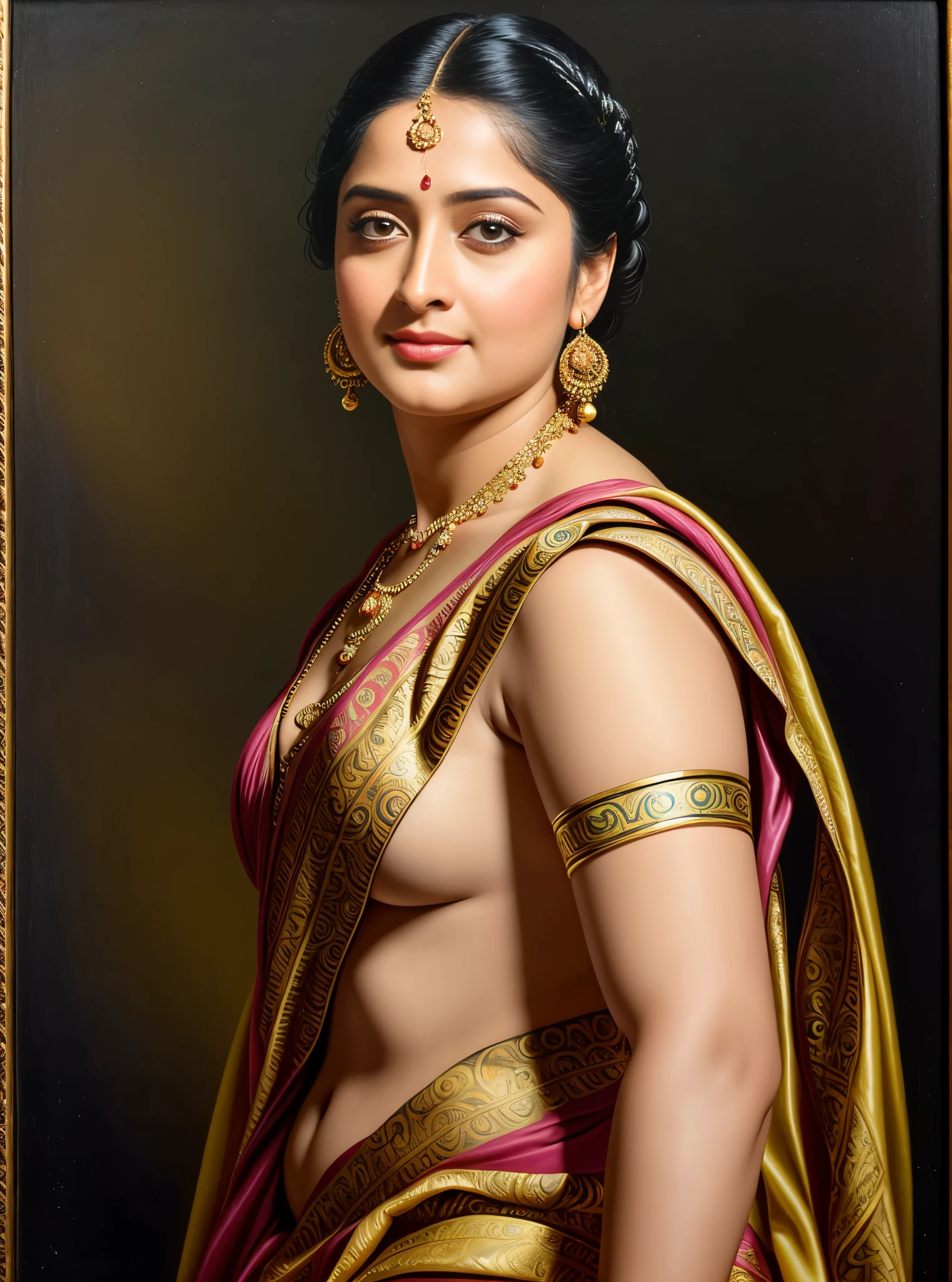 Looks like Anushka Shetty, Masterpiece, Best quality, high clarity eyes, beautifully styled hair, critically flawless,sharp picture, Full portrait, High pixels, perfect face, perfect eyes, beautiful face, perfect hands,perfect fingers, in Peter Paul Rubens style, by Peter Paul Rubens, baroque style, acrylic on canvas, highly detailed, description: "Create a nymph inspired by the tales of Greek or Roman mythology, embodying the essence of a natural element or location, and possessing a unique ability or trait that sets her apart."
