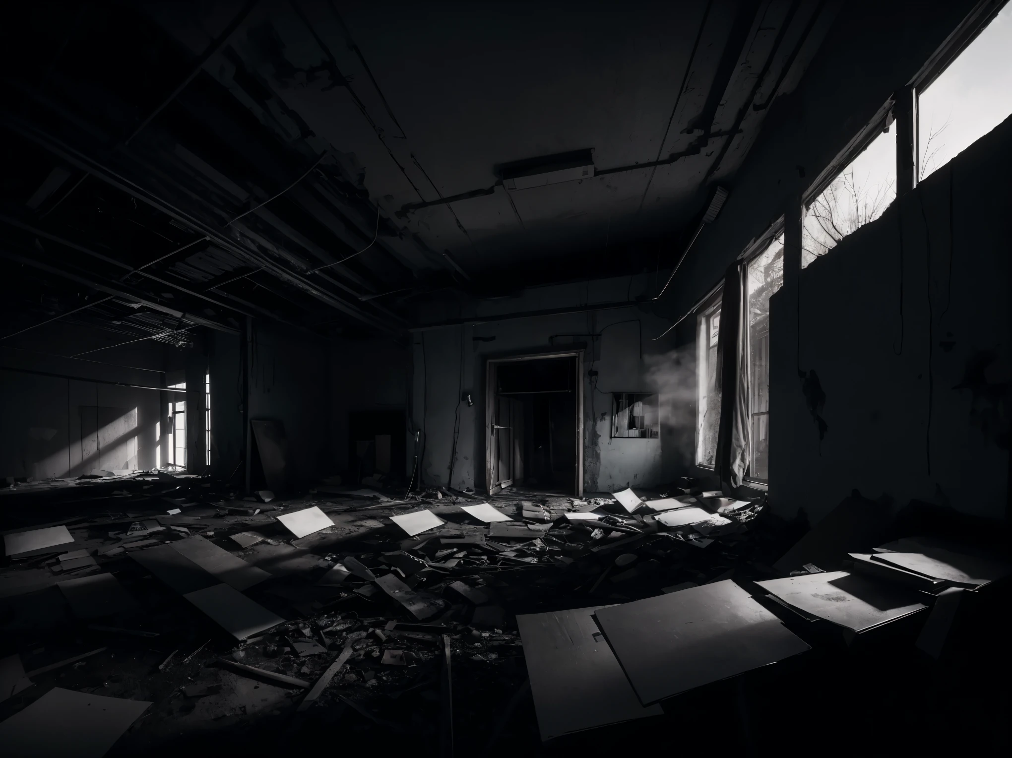 Eerie Places，black vine citys,Red filter