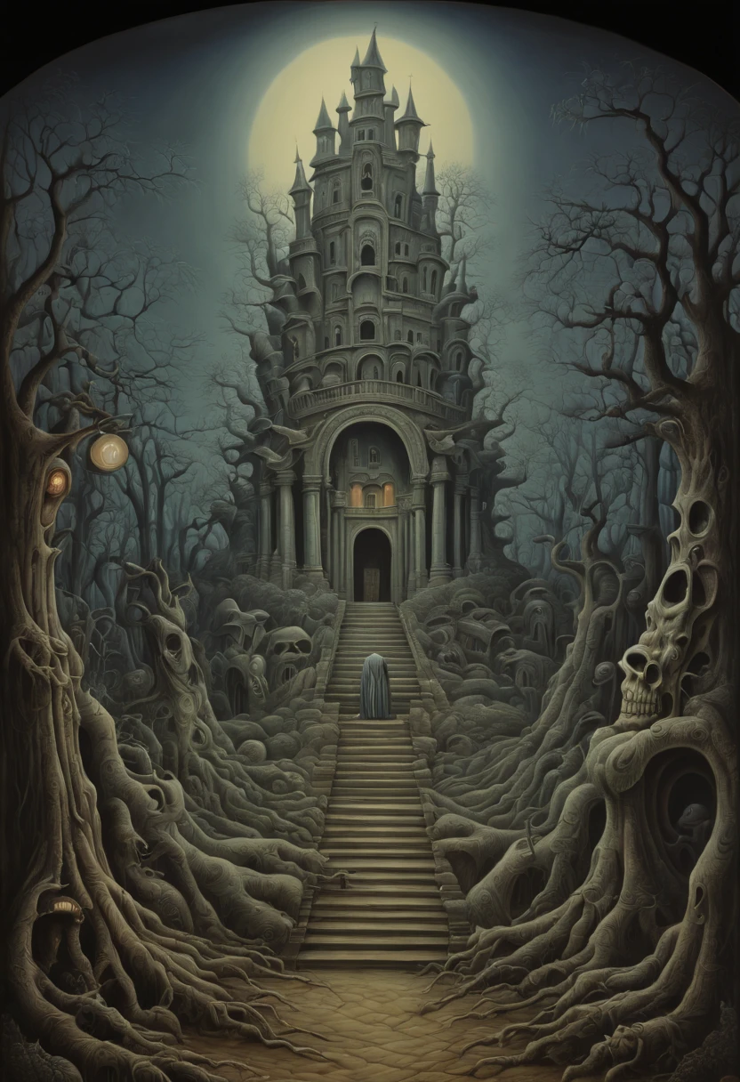 Eerie Place, by Octavio Ocampo, best quality, masterpiece, 8k