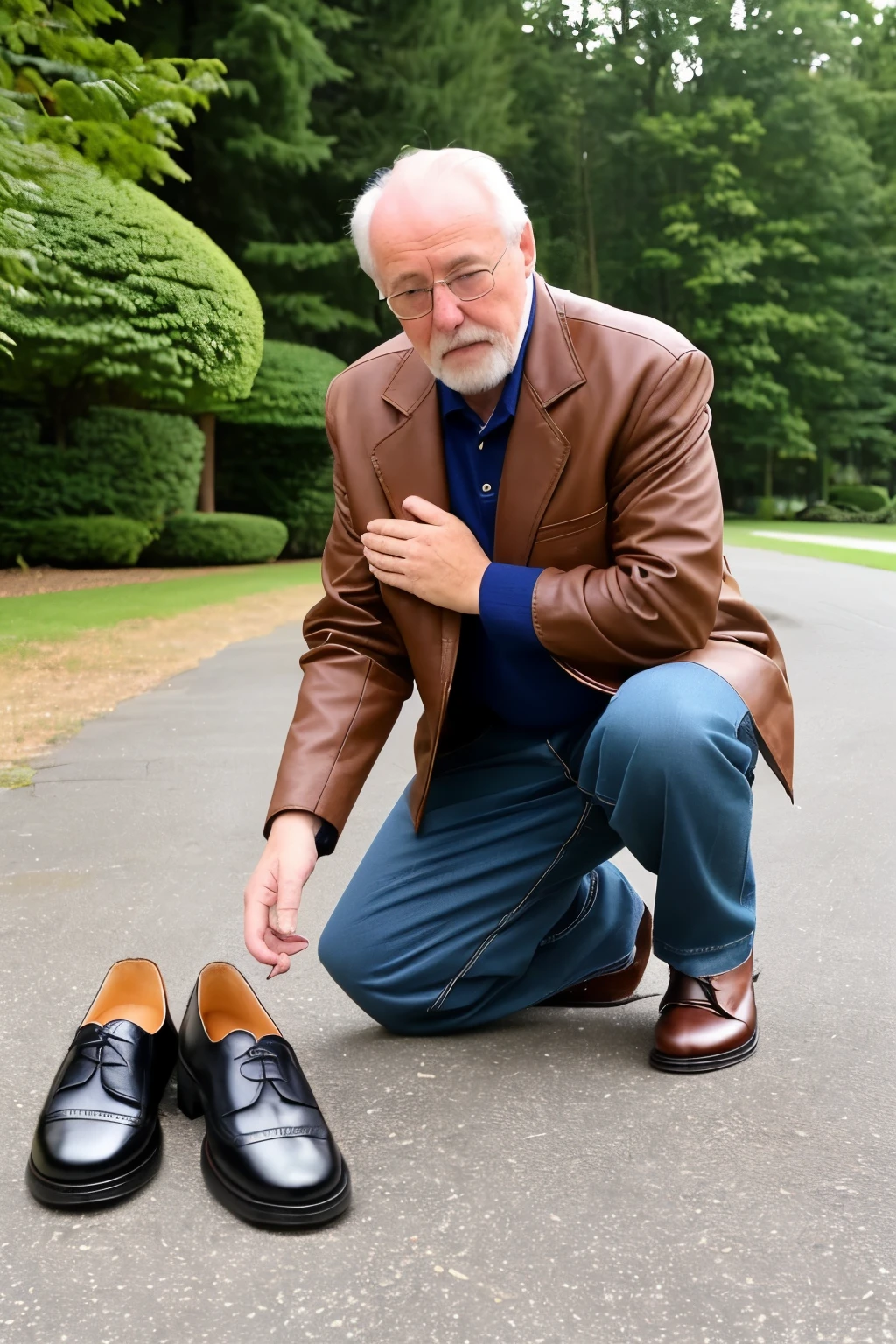 (20-year-old man)(Kneeling on the ground)using(Tongue)(Lick the)(Leather shoes for 50 year old men)