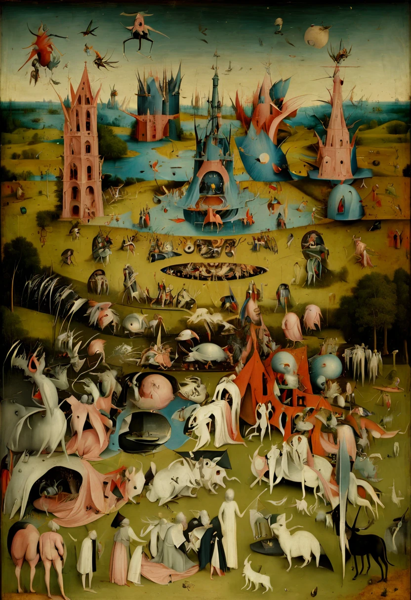 Eerie Place, by Hieronymous Bosch, best quality, masterpiece, 8k