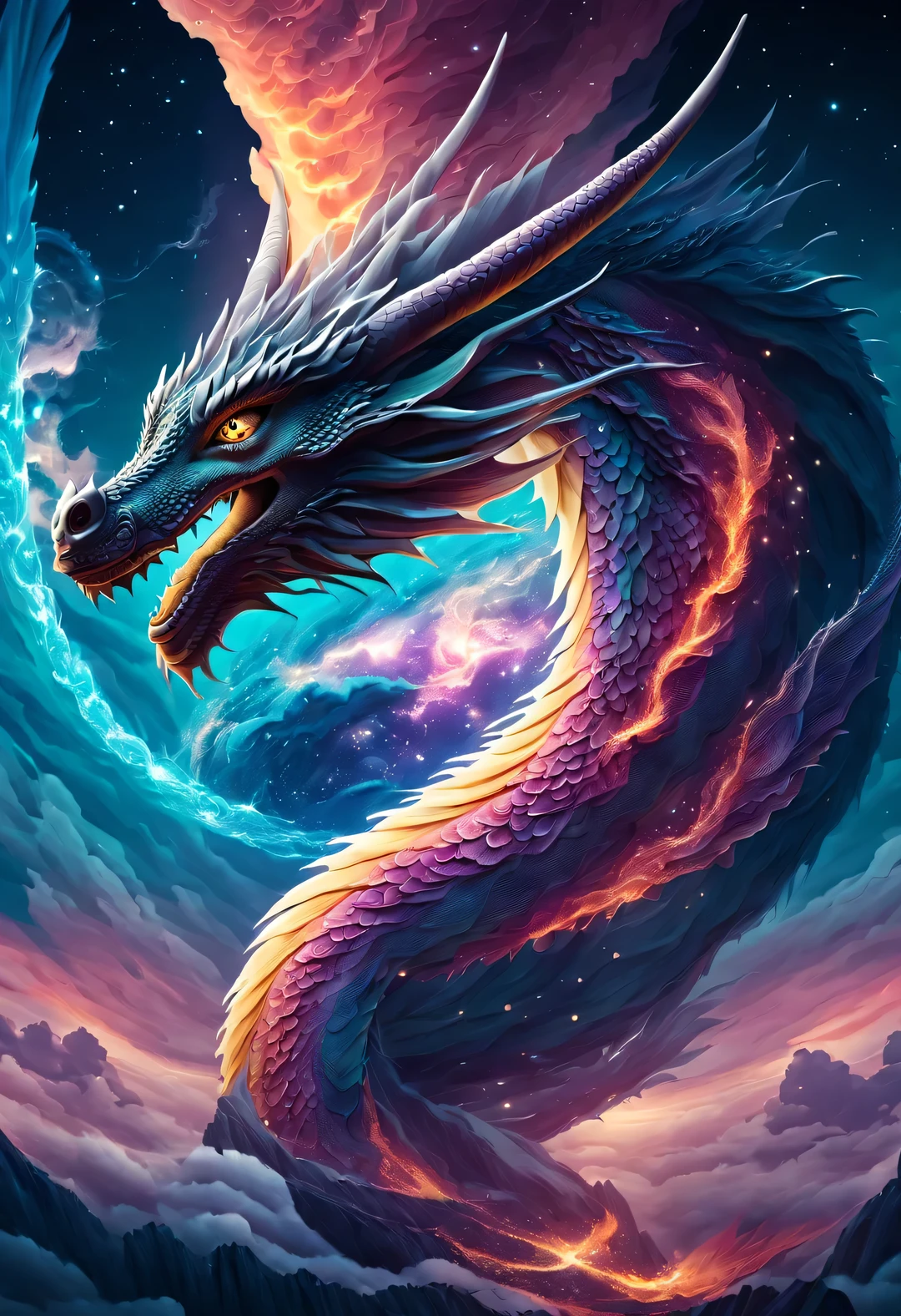 The dragon is in the sky