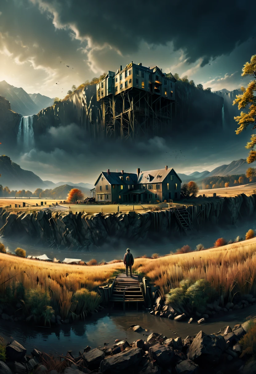 Eerie place, movie "A Quiet Place", panoramic, Ultra high saturation, (best quality, masterpiece, Representative work, official art, Professional, 8k)
