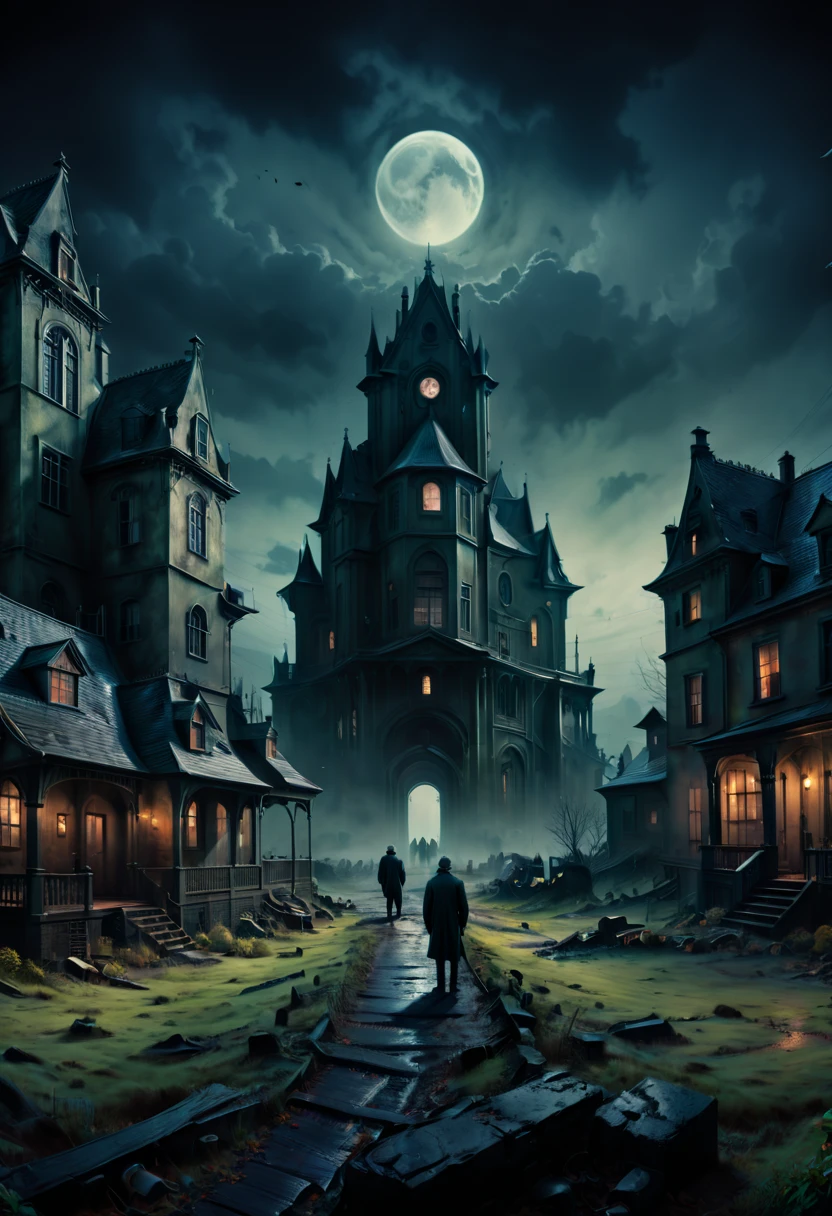 Eerie place, movie "The Others", panoramic, Ultra high saturation, (best quality, masterpiece, Representative work, official art, Professional, 8k)