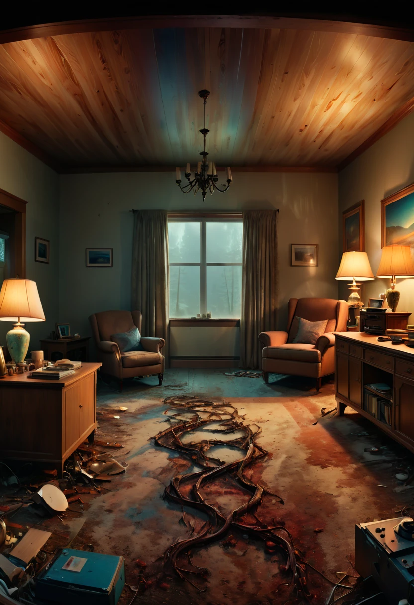 Eerie place, movie "Hereditary‎", panoramic, Ultra high saturation, (best quality, masterpiece, Representative work, official art, Professional, 8k)