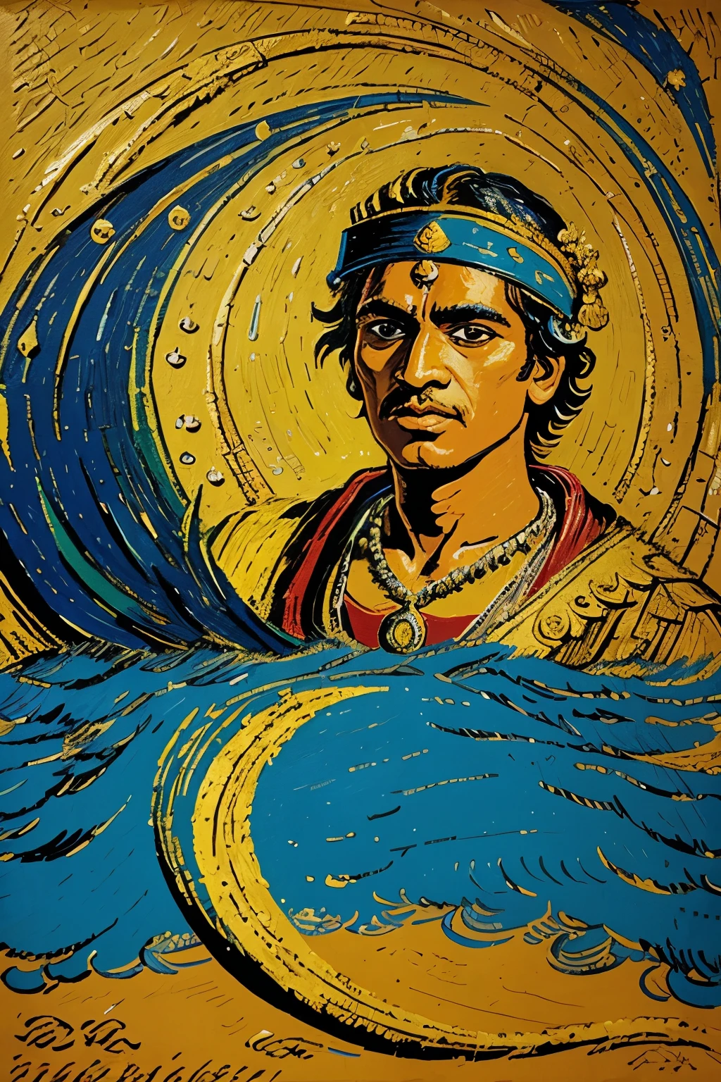 INPUT: Lord Rama in Vincent Van Gogh style in Ayodhya at age of 7
OUTPUT: Lord Rama in Vincent Van Gogh style painting\ in Ayodhya at the age of 7, vibrant, dreamy, traditional, playful, Vincent Van Gogh