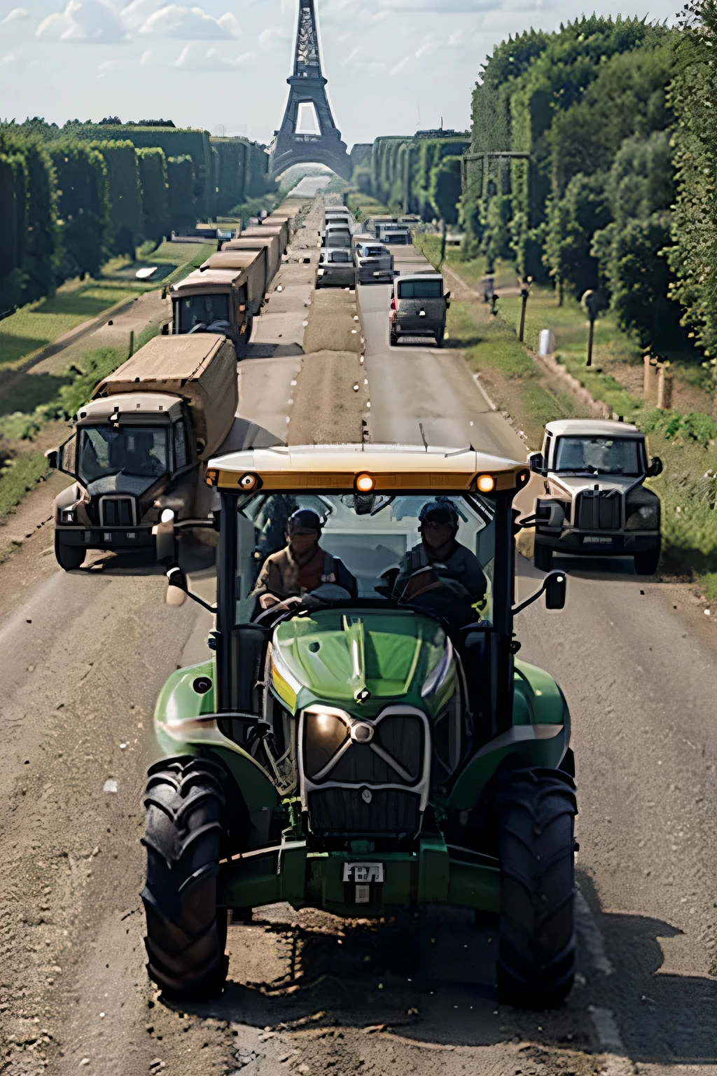 Les agriculteurs se rassemblent paisiblement sur la route de Paris, expressing their concerns about the challenges they face. Armed with their tractors, symbols of their hard work, they make their voices heard to raise awareness about'importance de l'agriculture. The event aims to attract'attention to the problems faced by the agricultural sector while respecting safety standards and the legitimate rights to peacefully protest.