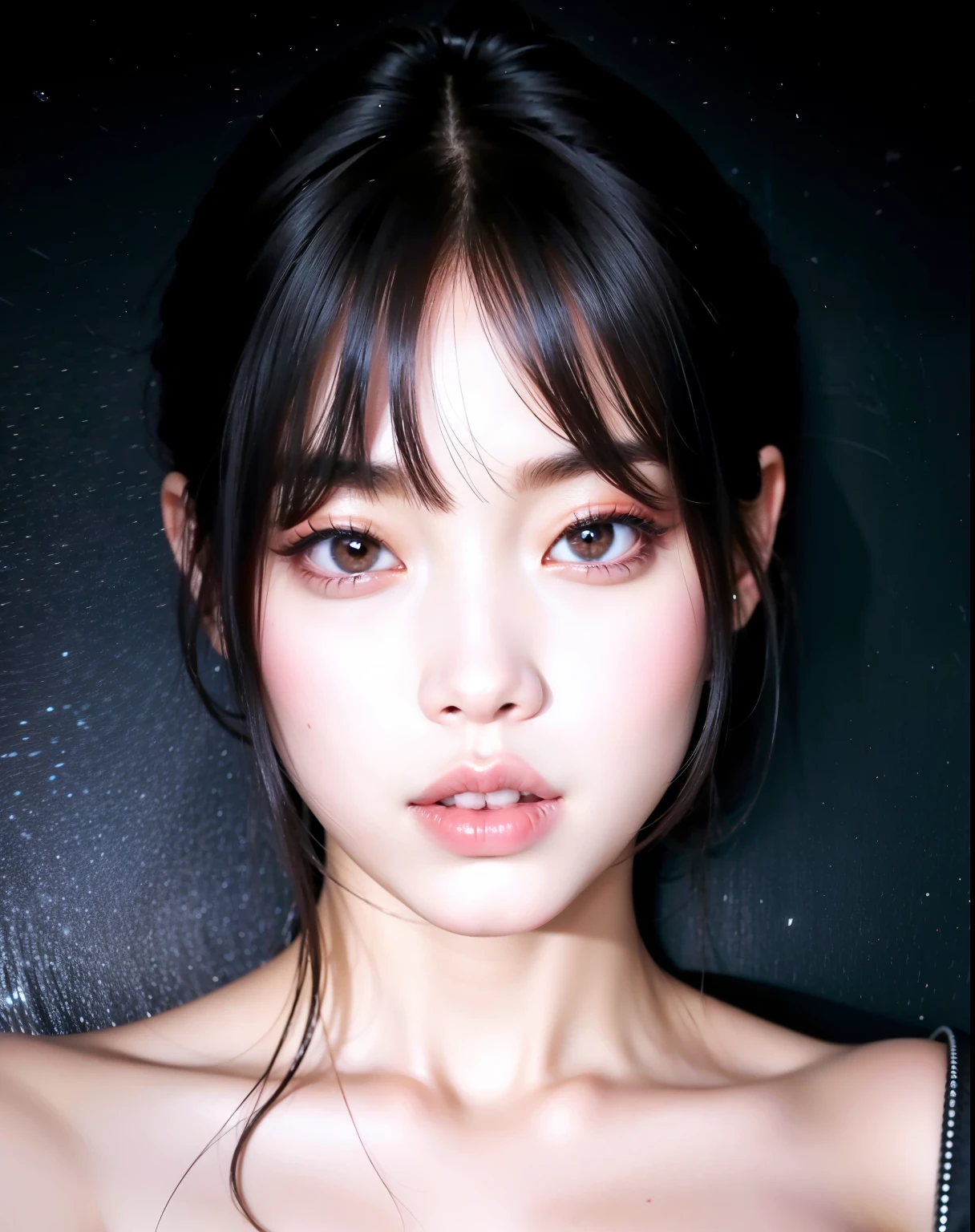 Slender Asian girl, kpop idol, ((in the subway)), ((top quality, 8k, masterpiece: 1.3)), crisp focus: 1.2, beautiful woman with perfect figure: 1.4, highly detailed face and skin texture, detailed eyes, skinny, beautiful face, symmetrical face, full-length, sexy, almost naked