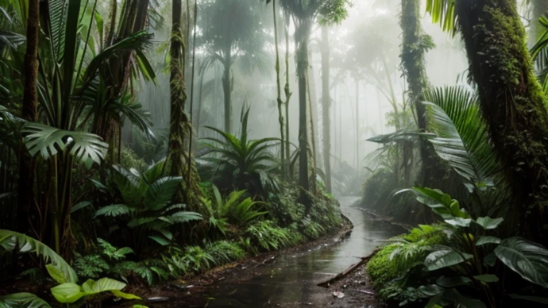 Rainforest, realistic, humid