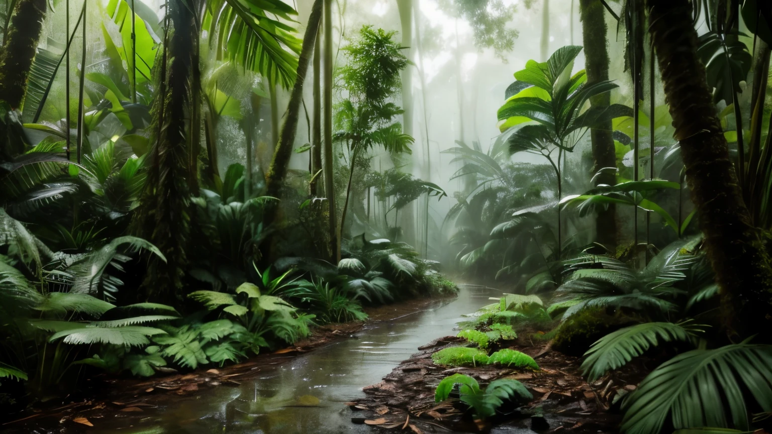 Rainforest, realistic, humid