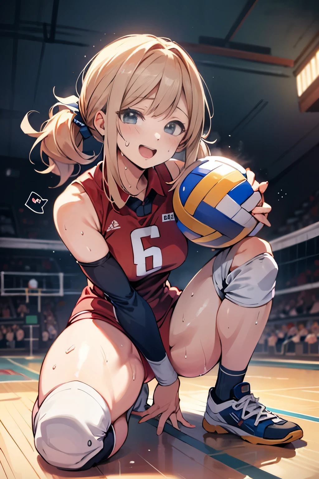 unity 8k wallpaper, anatomically correct, (((masterpiece))), (((best quality))), (((ultra detailed))), (((high-resolution))), ((Ultimate cutie)), perfect hands, perfect finger, (((good anatomy))), detailed beautiful face, shiny hair, (((gyaru))), (potbelly), (curvy), medium breasts, ((Thick thighs)), (((solo))), ((seductive smile)), (((blush))), (half open mouth),
BREAK, (((sit astride the perfectly spherical shape 6-inch volleyball))), (((Straddling a perfectly spherical 6" volleyball))), (((Perfectly spherical 6" volleyball fits perfectly crotch))), BREAK, (((Rub the Perfectly spherical 6" volleyball against crotch))),
BREAK, (Collared volleyball uniforms), sleeveless, ((buruma)), ((kneepad)), (pussy juice stained), (elbow pad), (((sweat))), (((covered in sweat))), ((deep breathing)), in Volleyball Court, indoor, lighting, looking at viewer, full body, (spoken heart)